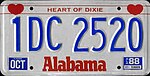Пассажирский номерной знак Алабамы 1988 года.jpg