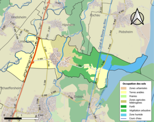 Carte en couleurs présentant l'occupation des sols.