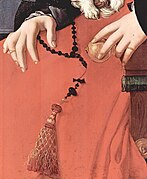 Detalle de Dama de colloráu, de Pontormo, ca. 1532-1533.