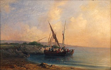 bateau de pêche sur le littoral toulonnais Musée de la Castre, Cannes.