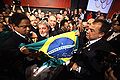 Comemoração brasileira após o anúncio do resultado da eleição da cidade-sede dos Jogos Olímpicos de Verão de 2016.
