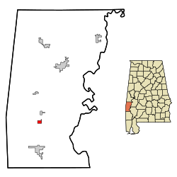 Location of Gilbertown, Alabama