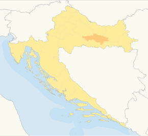 Harta cantonului Požega-Slavonia în cadrul Croației