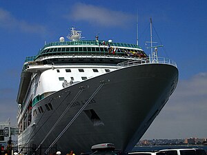 A cruise ship in San Deigo Bay, August 15 2004