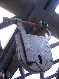 Early padlock style, on the front gates of St.