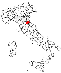 Karta över Italien med Provincia di Forlì-Cesena markerat