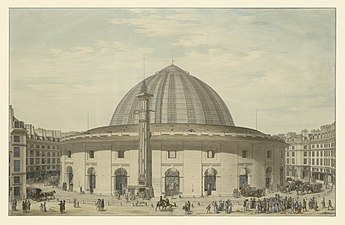 La halle aux blés après les travaux de Bélanger et Brunet (1re moitié du XIXe siècle).