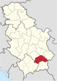 Location of Jablanica District in Serbia