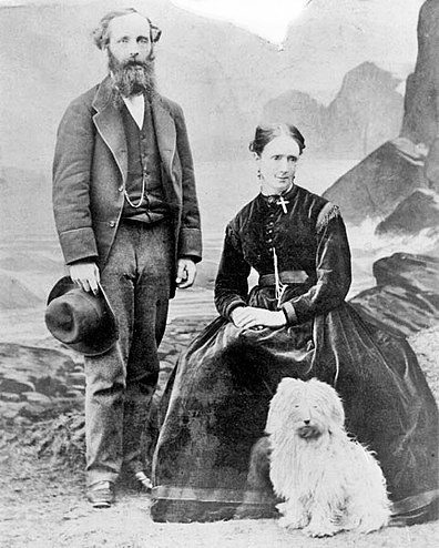 James Clerk Maxwell with wife and their dog.