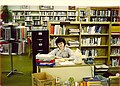 Librarian Jan Jones works the desk at Olcott location.