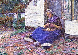 Aardappelschillende vrouw, 1916