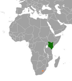Карта с указанием местоположения Кении и Лесото