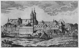 Det nybyggede klosteranlæg på en fremstilling fra 1769