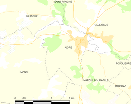 Mapa obce Aigre