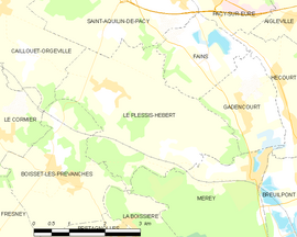 Mapa obce Le Plessis-Hébert