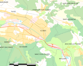 Mapa obce Cluses