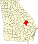 Harta statului Georgia indicând comitatul Emanuel