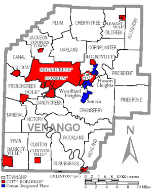 Map of Venango County Pennsylvania With Municipal and Township Labels.png