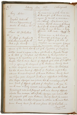 The text of the McCulloch v. Maryland decision, as recorded in the minutes of the Supreme Court Mccullochvmaryland.png