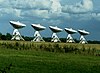 Radio telescope antenna array along the former Cambridge-Bedford railway line