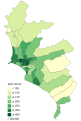 Confirmed deaths for every 100,000 inhabitants in the districts of Lima and Callao