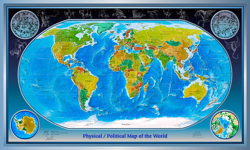 Physical Political World Map