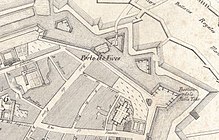 porte de Fives sur plan de 1667 avant la création de la porte de Tournai par Vauban