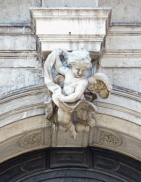 Giuseppe e Paolo Groppelli, Angelo reggicartiglio, portale della Chiesa di San Stae, Venezia