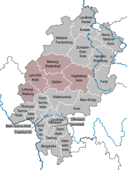 Map of Hesse highlighting Giessen