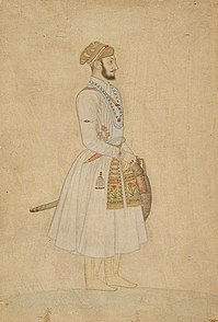 Full-figure painting of a young Bahadur Shah