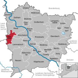 Läget för kommunen Stauchitz i Landkreis Meissen