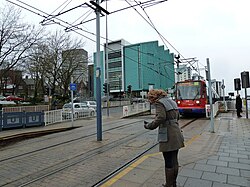 The Information Commons from the university tram stop Tram approaching the University of Sheffield stop - geograph.org.uk - 3081401.jpg
