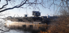 Enterprise at Newport News in December 2014 USS Enterprise (CVN-65) Dismantling, December 2014.png