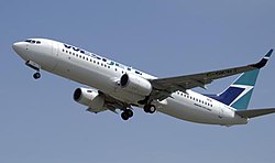 A departing WestJet Boeing 737-800 Westjet Boeing 737.jpg