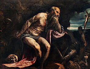 Jacopo Bassano, Saint Jérôme, huile sur toile (119 × 155 cm), 1556.