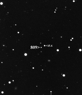 Астероид (809) Лундия (16,6 m) на фоне звёзд 15,6 m звёздной величины