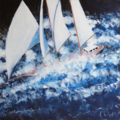 Peter Wirth, Acryl auf Nessel, Segelschiff 100 × 100 cm