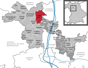 Poziția localității Adelsdorf