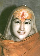 Murti of Shankara at his Samadhi Mandir, behind Kedarnath Temple, in Kedarnath, India Adi shankara.jpg