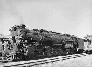 One of the 5000 Class Atchison, Topeka and Santa Fe Railway freight locomotives in New Mexico in 1943