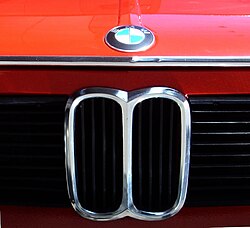 The characteristic paired oval intakes were first seen on the BMW 303 in the early 1930s. Shown here is a BMW 2002.