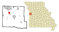 皮丘利爾在卡斯縣及密蘇里州的位置（以紅色標示）
