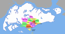 Southern Islands (eilandjes in het geel in het zuiden) als een van de wijken van Central Region