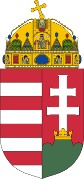 The coat of arms of Hungary with the Holy Crown on top Coat of arms of Hungary.svg
