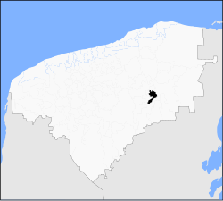 Location of the municipality in Yucatán
