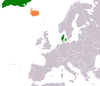 Location map for Denmark and Iceland.