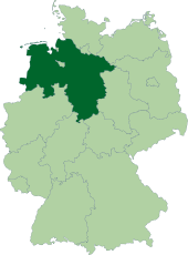 ドイツ国内におけるニーダーザクセン州の位置