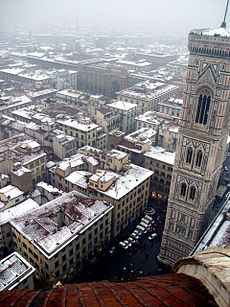 A rare snow-covered view of Florence.