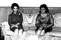 Queen Fatimah (left) on a visit to Egypt with Tahia Kazem, First Lady of Egypt