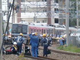 Vue du site de l'accident, après le déraillement.